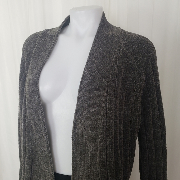 BNCI brown chenille long open front cardigan size medium - Picture 2 of 8